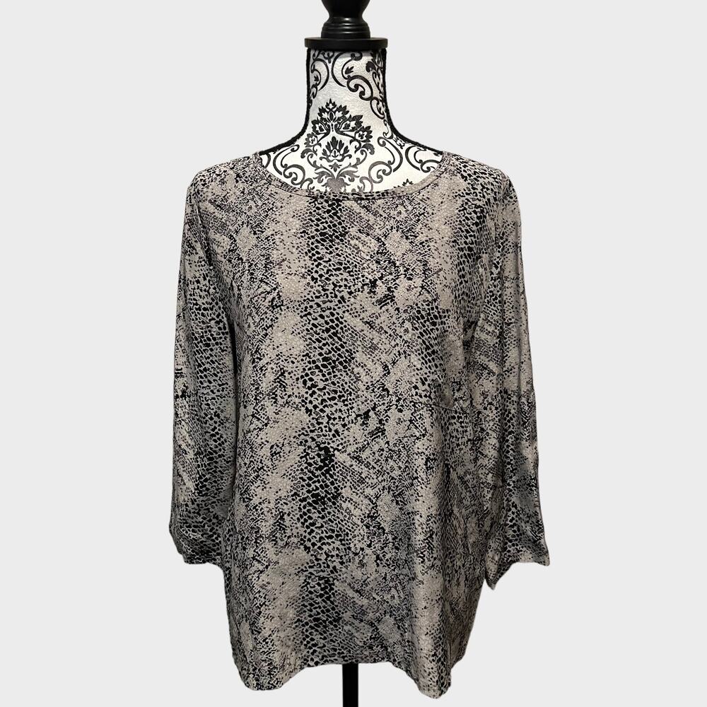 Joie Silk Snakeskin Print Pocket Blouse 3/4 Sleeves size M